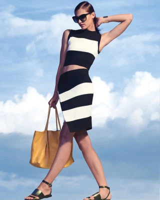 A.L.C. ALC Campbell Striped Skirt Black White NWOT Size M $395  Sold Out!! - Image 1 of 4