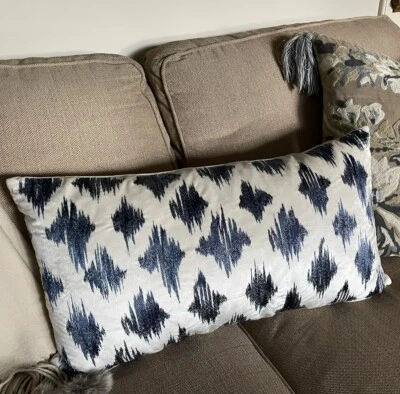 CALLISTO HOME COASTAL LUMBAR MODERN  METALLIC VELVET PILLOW FEATHER DOWN NWOT - Image 1 of 4