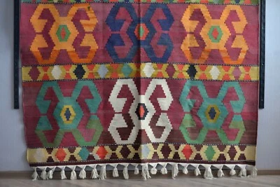 Vintage Caucasian Shirvan Kilim Rug carpet 5'4" x 8'9 - Image 1 of 4