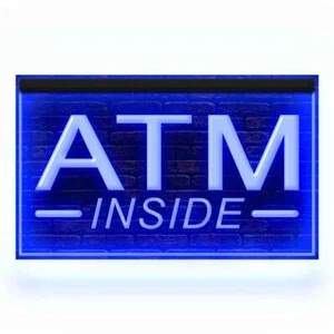 120049 ATM Inside 24 Hour Deposit Check Shop Store Display LED Light Neon Sign - Picture 1 of 29