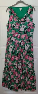 J. Crew Womens Dress Sz 14 Maxi Pink Floral Sleeveless Ruffles Lined Cottagecore - Picture 1 of 15