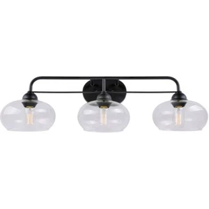 Forte 5732-03-04 Cameron - 3 Light Bath Vanity, Black Finish with Clear Glass - Picture 1 of 5