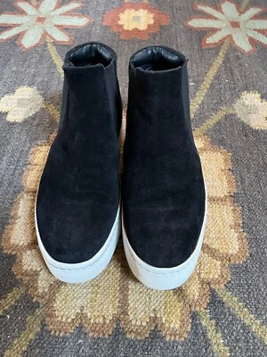 Vince Women’s Newlyn Chelsea Bootie/Sneaker Black Suede High Top Pull On Sz 7/37 - Image 1 of 4
