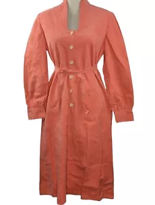 Abito Mollie Parnis skinny ultra pelle scamosciata vintage corallo autunno tascabile morbido XS - Foto 1 di 12