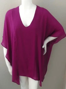 Umgee USA V-Neck Caftan Tunic Cover Up Berry Fuchsia Plus XL/1XL & 1XL/2XL New! - Picture 1 of 3