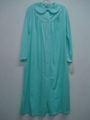 USA Made Nancy King Lingerie Soft Luster Nylon Robe Size Medium Aqua #680Q - Image 1 of 2