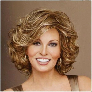 Women's Wig Short Brown Ladies Wig Curly Wavy Hair Wig+Wig Cap - Picture 1 of 2