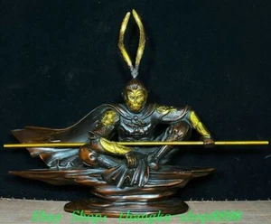 16.3"Old China Pure Bronze Gild Great Sage Equalling Heaven Sun Wukong Statue - Picture 1 of 9