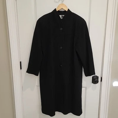Vtg Kristen Blake Black Wool Blend Long Maxi Coat Womens Size 8 Pettie - Image 1 of 4