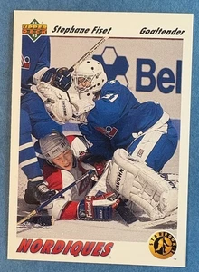 1991-92 Upper Deck Stephane Fiset #452 Star ROOKIE Quebec Nordiques NHL - Picture 1 of 2