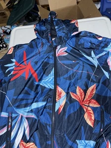 Tommy Hilfiger Men’s Windbreaker Rain Jacket Tropical Print Jacket Size Large - Picture 1 of 4