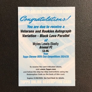 2024-25 Topps Chrome UCC Veterans Rookies Auto Myles Lewis-Skelly Black Lava /10 - Picture 1 of 2