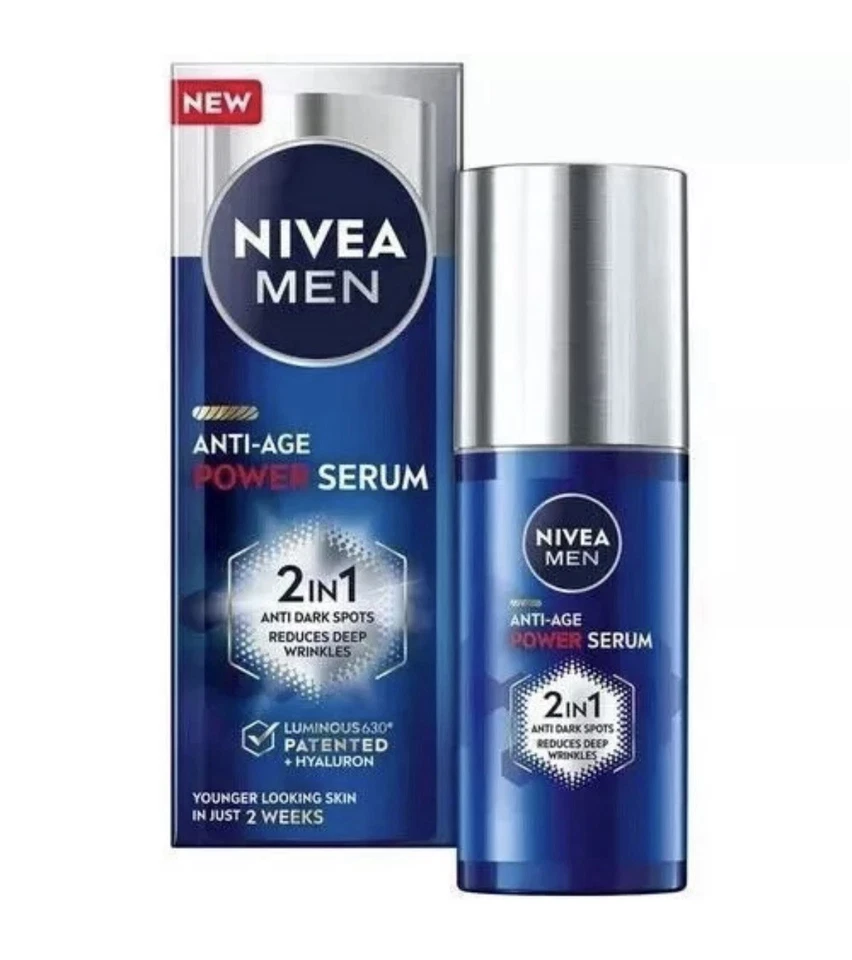 Nivea Men Anti-Age 2 In 1  Anti Dark Power Serum Luminous 630 + Hyaluron  NEW - Image 1 of 4