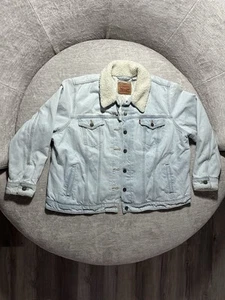 Levis Size 3X Sherpa Lined Stone Wash Trucker Denim Jacket - Picture 1 of 5