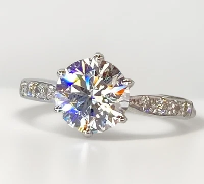 Diamond Ring 1.80ct Certified Lab Grown Stone 18ct Gold 3.80grams Size N 1/2 - Image 1 of 4