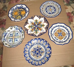 LOT of 6- I Godinger & Co. Hand Painted Plates Scalloped, COLLECTABLES - Afbeelding 1 van 8
