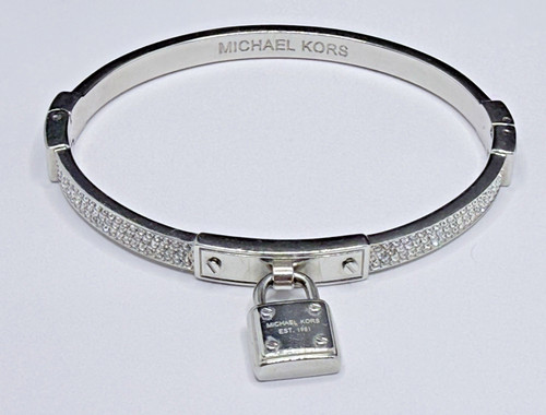 Bracciale Michael Kors Cristallo Cerniera Tono Argento Con Lucchetto