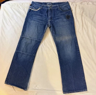 Jeans Robin’s Jean D5075 Cuero Negro Pierna Recta 38 Hechos en EE. UU. Azul Denim Foto 1 de 4