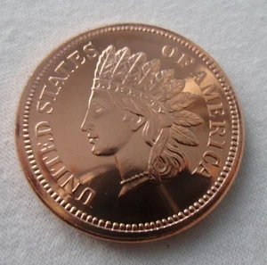 Eine Unze Oz 999 Kupfer cooper "Indian" prägefrisch + gekapselt - Bild 1 von 2