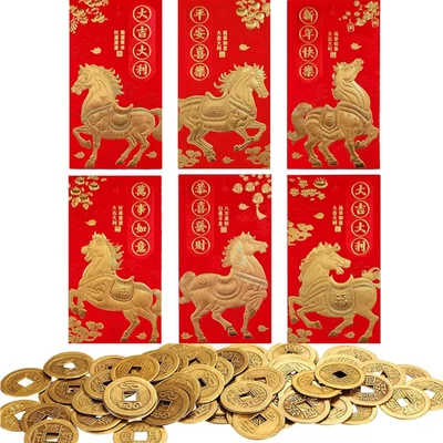 36 Piezas Sobres Rojos Chinos Sobres Dinero de la Suerte 2026 Año Nuevo Chino Caballo Y Foto 1 de 4