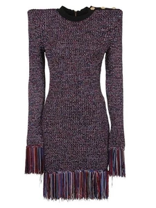 2.240 $ Balmain Kleid mit Fransen und goldenen Knöpfen - Bild 1 von 5