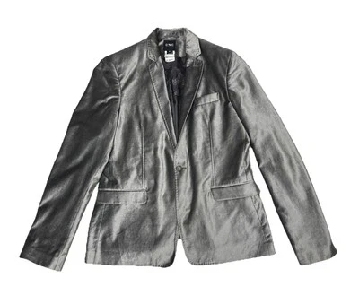 Para Hombres 38/52 CoSTUME NATIONAL C’N’C Blazer Chaqueta Plateado Terciopelo Vestido Formal RARO Foto 1 de 4