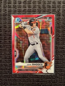 2021 Bowman Draft JOHN RHODES 1st Chrome Red Lava Refractror SSP RC #d 1/5 - Picture 1 of 2
