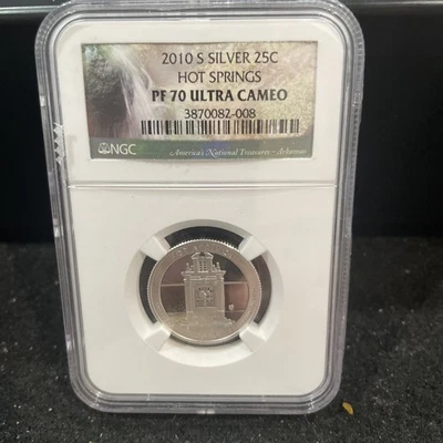 2010 S Perfect Graded SILVER Hot Springs NP Quarter Graded At PR70 Ultra K-6 - Image 1 of 2