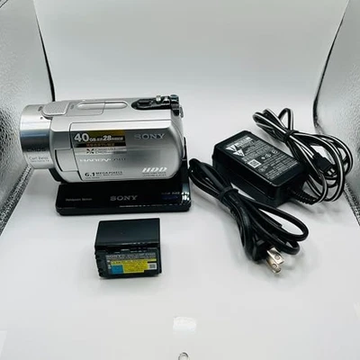 Sony DCR-SR300 Silver Handycam HDD Camcorder 40GB 10x Optical Zoom w/Battery - Image 1 of 4