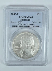 2005-P Marshall Commemorative Silver Dollar MS69 PCGS Blue Label *4434 - Picture 1 of 5
