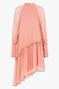 Sass & Bide Dress Dream Scene Size 14  Pink Silk Long Sleeve Asymmetrical Hem - Bild 1 von 17
