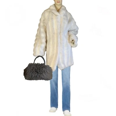 VINTAGE 1980'S JORDACHE CREAM & GRAY  ANIMAL PRINT COAT SZ 9/10/M - Image 1 of 4