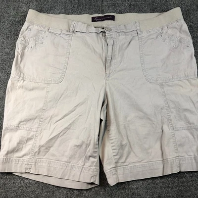 Bermudas Gloria Vanderbilt Beige Adornadas Talla Grande 20W Cintura Elástica Foto 1 de 4