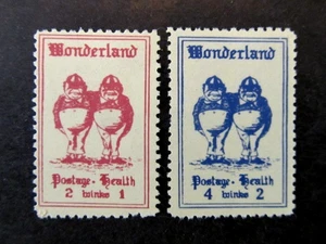 GERALD M KING, ALICE in WONDERLAND, TWEEDLE DEE & TWEEDLE DUM HEALTH STAMPS, MNH - Picture 1 of 2