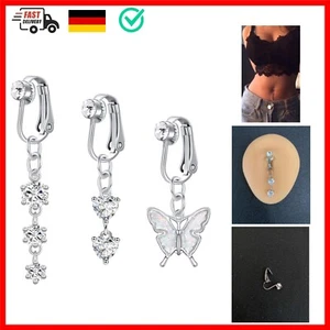 Crdifu 3er Fake Bauchnabelpiercing Clips Kein Piercing Bauchnabel Ring Klemme... - Bild 1 von 11