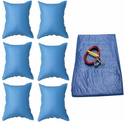 MARLOS GMBH Poolkissen 6 x Luftkissen Abdeckplane blau Pool 4,57 m Abdeckung Winterabdeckung