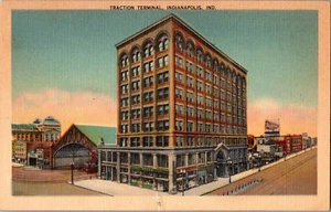 Postkarte Traktionsterminal Indianapolis Indiana Leinen unpostiert - Bild 1 von 2