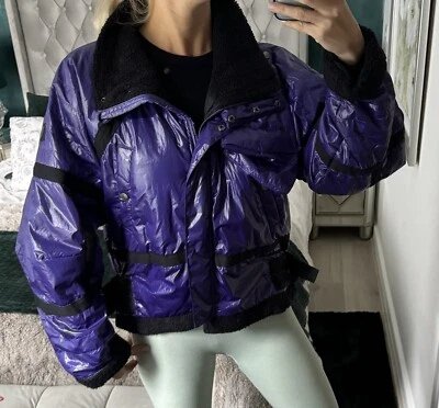 Free People FP Movement Vagabond Fleece Bomber Jacket Purple Small New RRP £248 - Image 1 of 4