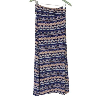 Maxi Falda Loveappella Stitch Fix Pequeña Línea A Rayas Geométricas Larga Azul Rosa Foto 1 de 4