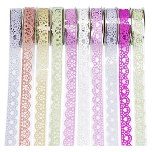 10 Roll Washi Tape Set Lace Pattern Glitter Bling Tape Sticker Self-Adhesive Col - Picture 1 of 7
