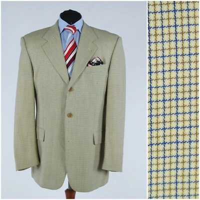 Vintage HUGO BOSS Blazer 42L UK Size Check Beige Wool Sport Coat Designer Jacket - Image 1 of 4