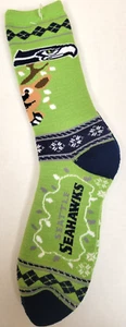 NFL Seattle Seahawks Ugly Sweater Socks, New (REINDEER) - Picture 1 of 1