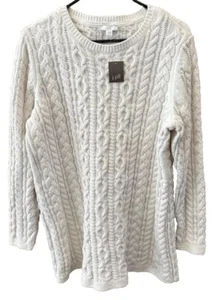 J JILL Chenille Sweater Cable Knit Pullover Cream Long Sleeve NEW Stretch - Picture 1 of 9