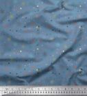 Soimoi Blue Viscose Chiffon Fabric Snow Flakes & Star Printed Craft-Mzd