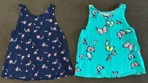 SO Girls Summer Tank Tops Flowers Butterflies Lot of 2 Size 10 - Picture 1 of 2