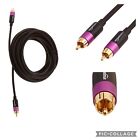 Amazon Basics Subwoofer Cable 25Ft / 7.6M Wiring Lead Rca Black Purple New