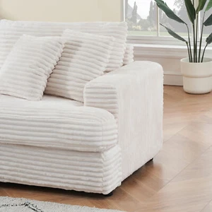 79.3 inches long Corduroy Sofa 4 Matching Toss Pillows Sleek Design Spacious Com - Picture 1 of 6