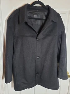 Hugo Boss Black Wool Cashmere Logo Buttons Jacket Coat 44R - Picture 1 of 10