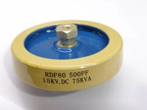 Condensador de cerámica de alto voltaje RDF80 500PF 15 KVDC 75 KVA 80 mm - Imagen 1 de 2