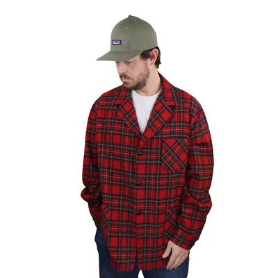 Vtg 70s Pendleton Wool Shadow Ombre Plaid 49'er Mackinaw Jacket Coat Mens XL Red - Image 1 of 4